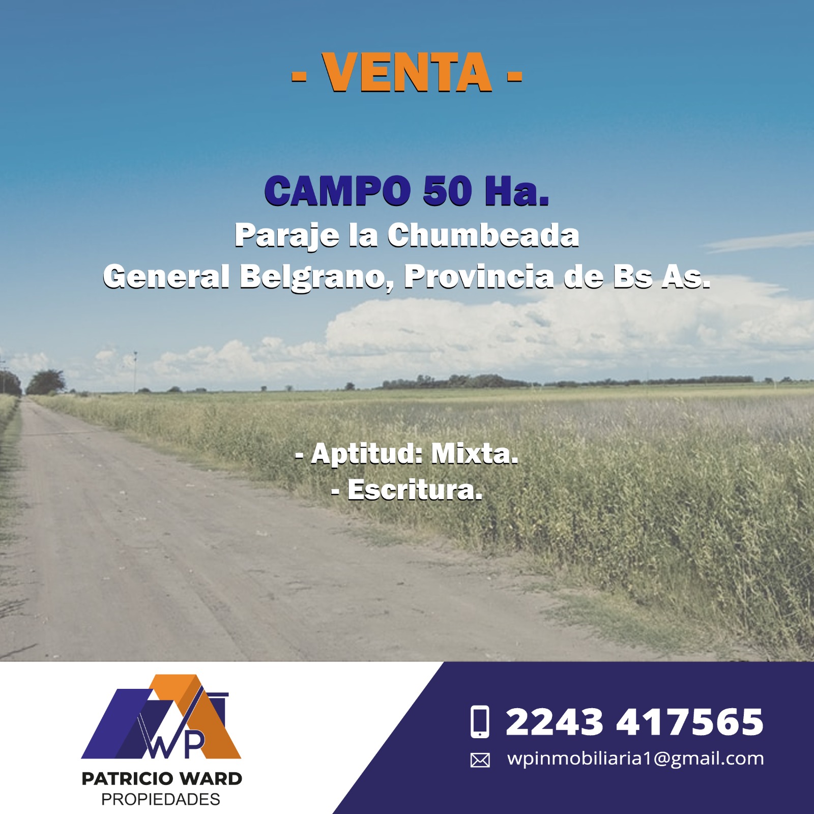 #4227902 | Venta | Campo / Chacra | General Belgrano (Patricio Ward Propiedades)