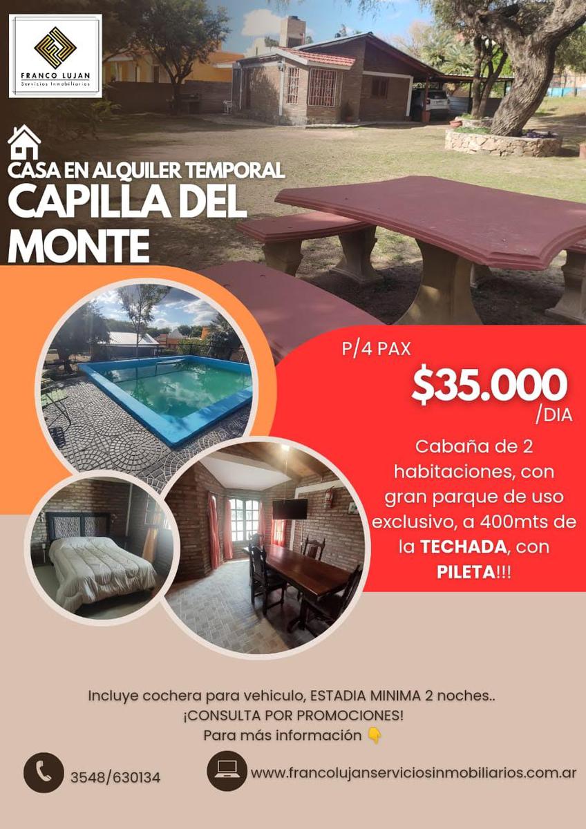 #4976508 | Alquiler | Casa | Capilla Del Monte (Franco Lujan Servicios Inmobiliarios)