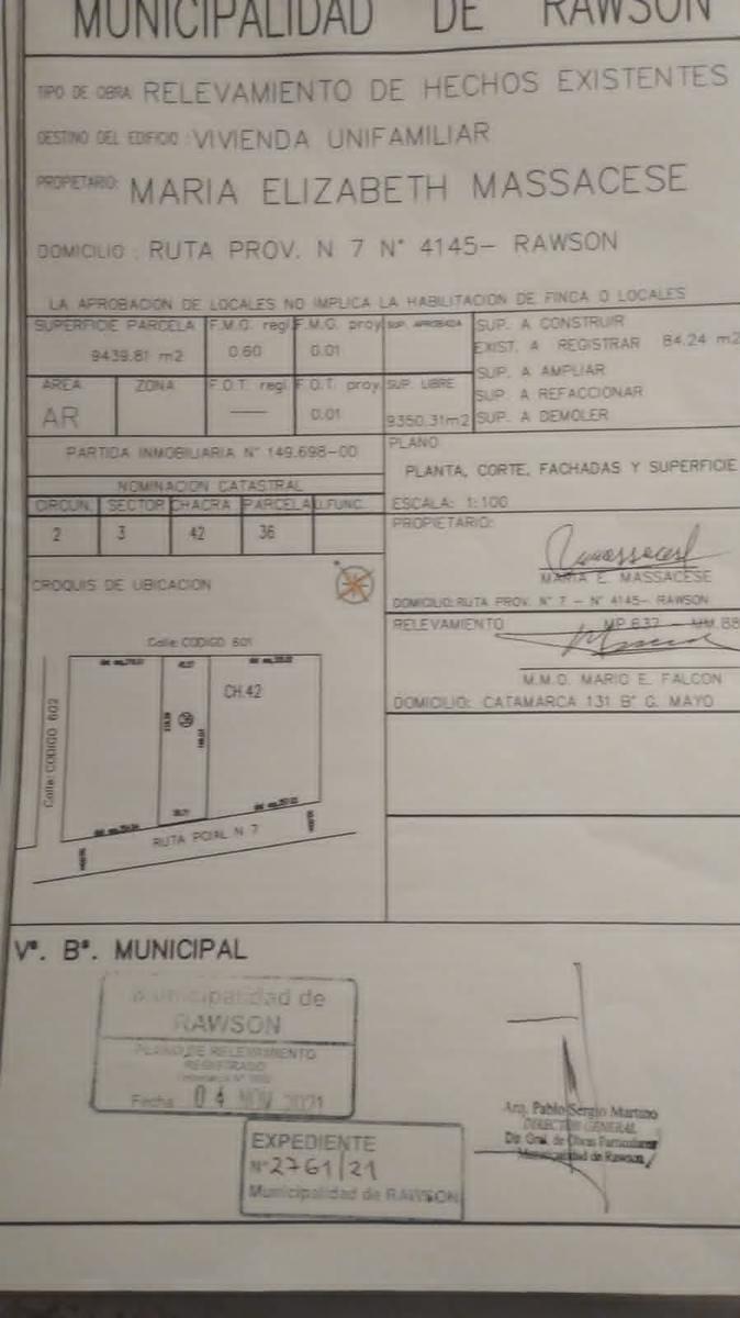 #5274155 | Venta | Campo / Chacra | Rawson (Patricia Inmobiliaria)