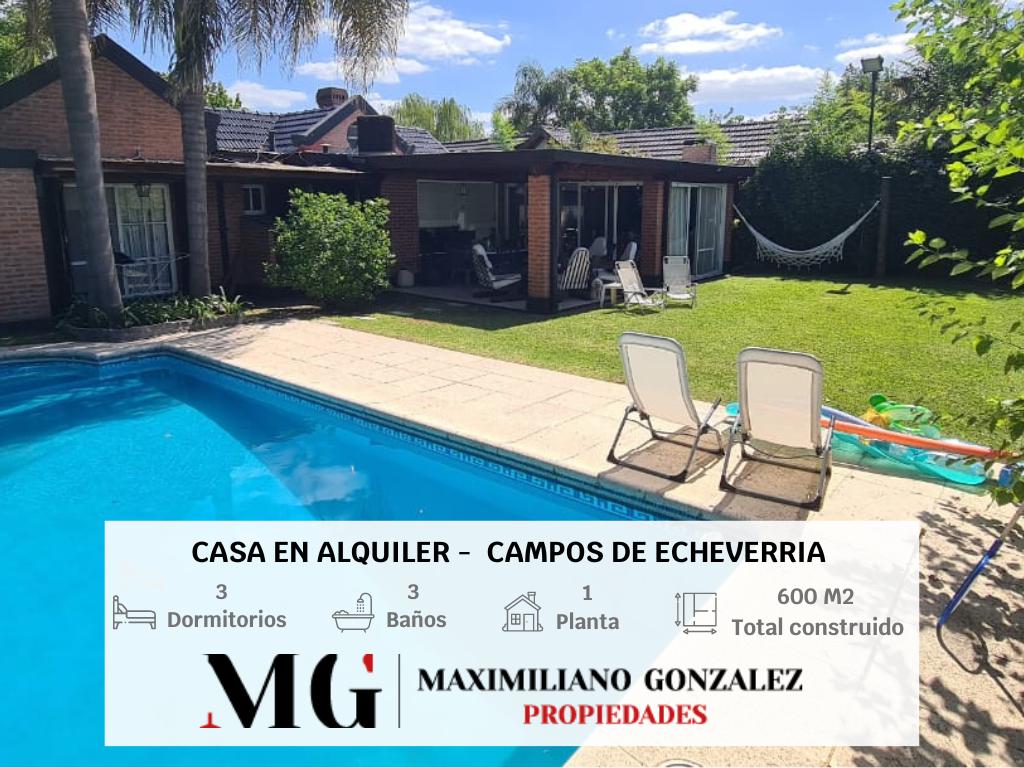 #4931792 | Alquiler Temporal | Casa | Campos De Echeverria (MG - Maximiliano Gonzalez Propiedades)