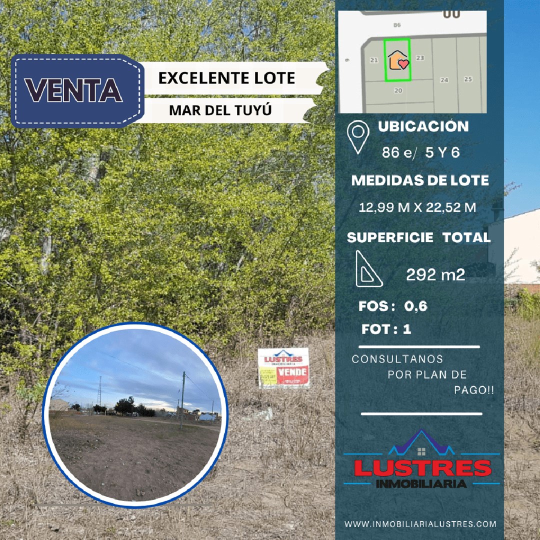 #5349434 | Venta | Lote | Mar Del Tuyu (Inmobiliaria Lustres)