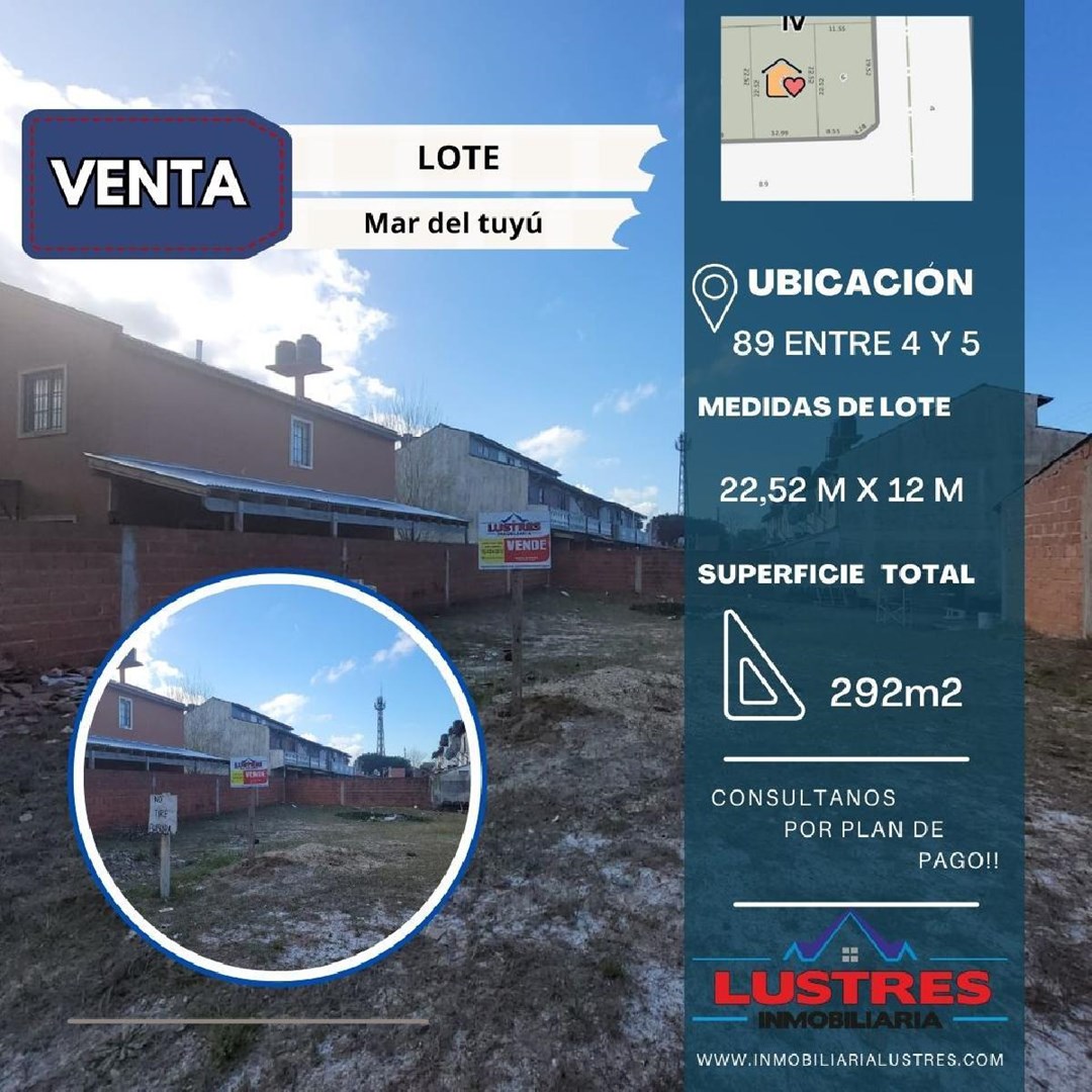 #5349436 | Venta | Lote | Mar Del Tuyu (Inmobiliaria Lustres)