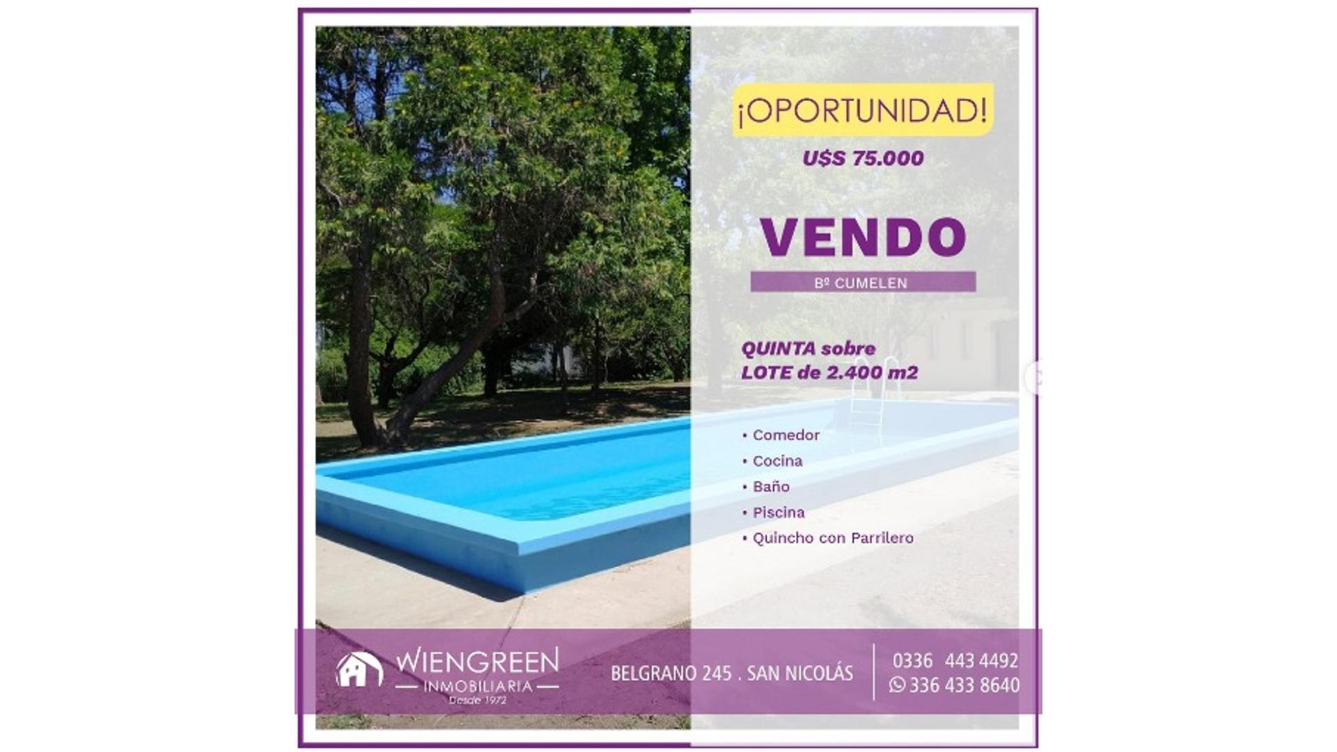 #3567811 | Venta | Casa Quinta | San Nicolas De Los Arroyos (Inmobiliaria Wiengreen)