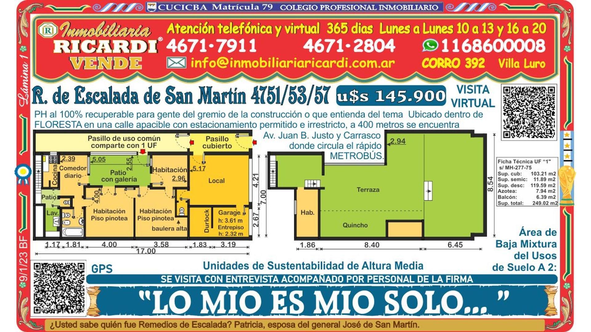 #3634327 | Sale | Horizontal Property | Floresta (Inmobiliaria Ricardi)