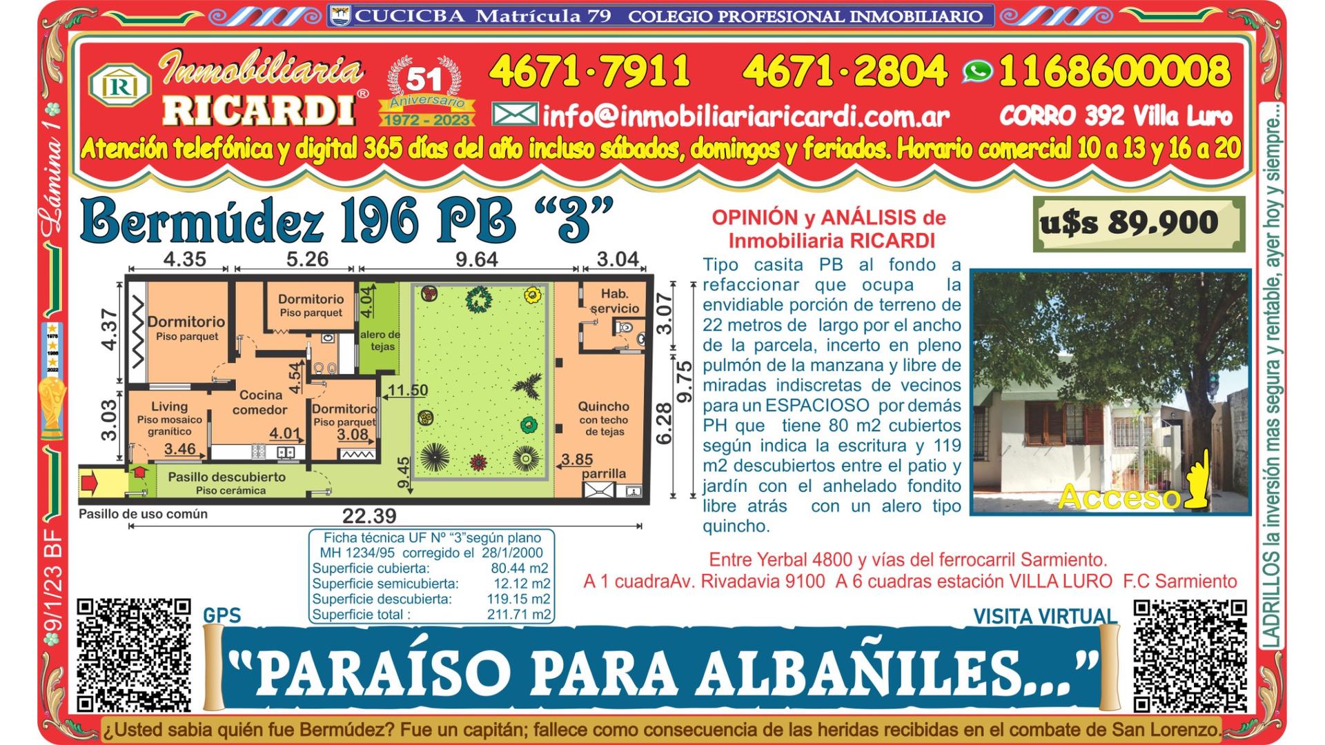 #4758242 | Venta | PH | Velez Sarsfield (Inmobiliaria Ricardi)