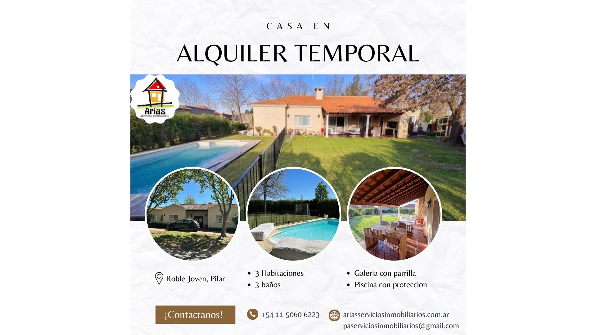 #4737185 | Alquiler Temporal | Casa | Pilar (Arias Servicios Inmobiliarios)