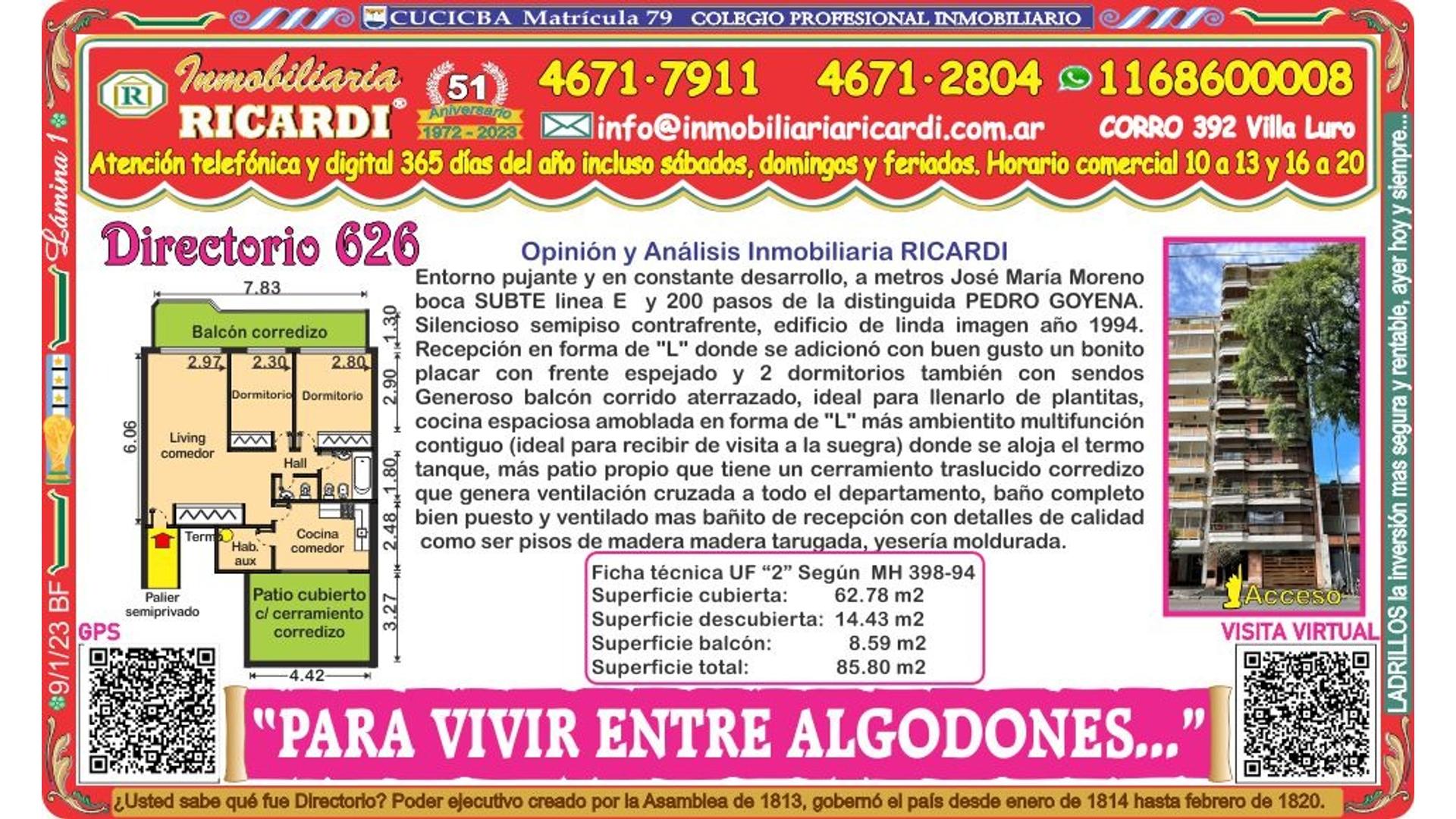 #4036504 | Venta | Departamento | Parque Chacabuco (Inmobiliaria Ricardi)
