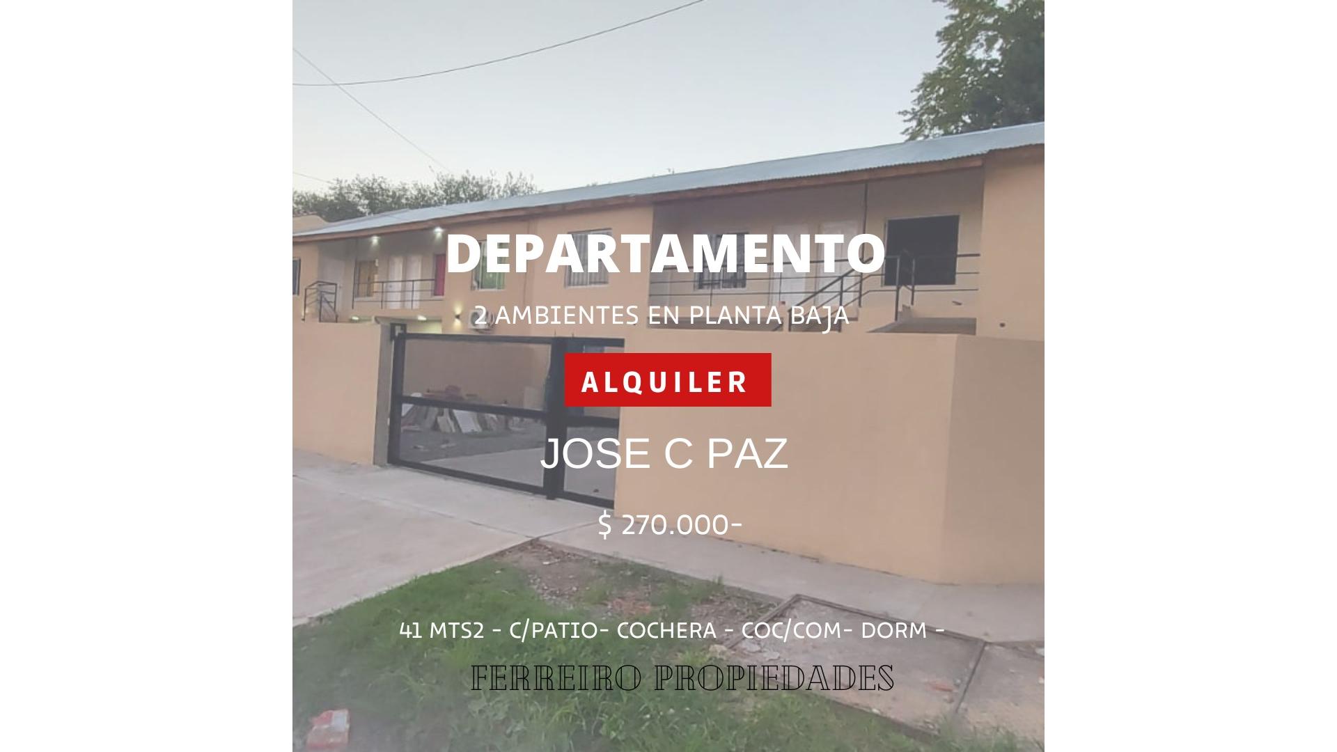 #4901947 | Alquiler | Departamento | Jose C. Paz (Ferreiro Propiedades)