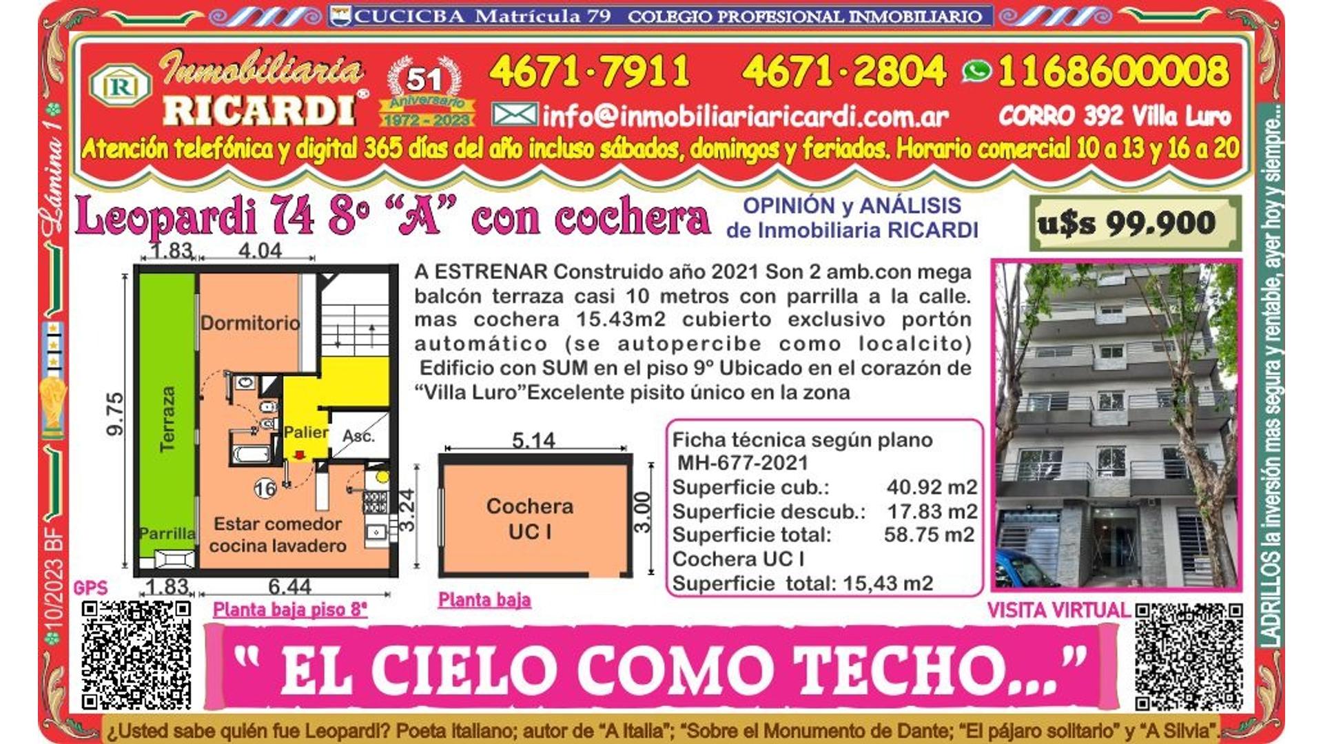 #4922002 | Venta | Departamento | Villa Luro (Inmobiliaria Ricardi)
