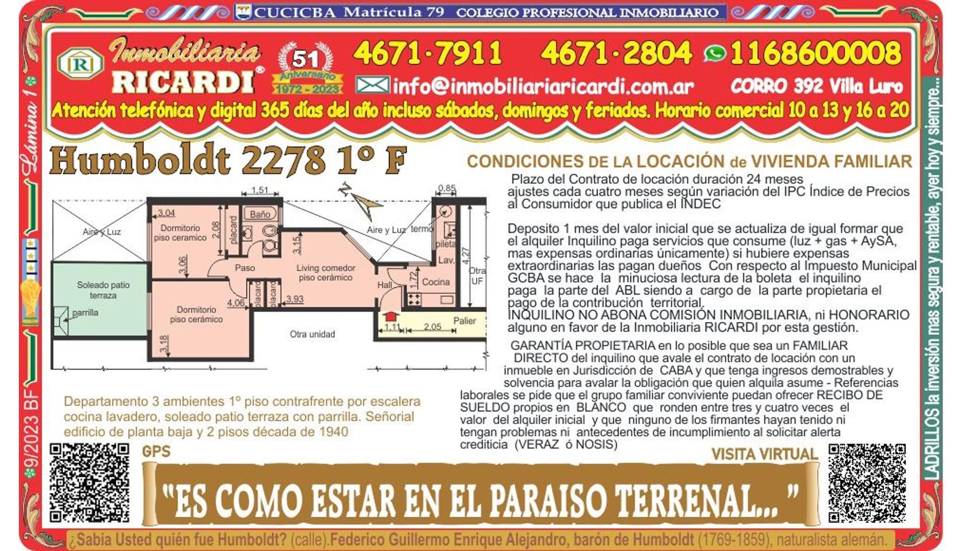 #5097124 | Rental | Apartment | Palermo (Inmobiliaria Ricardi)