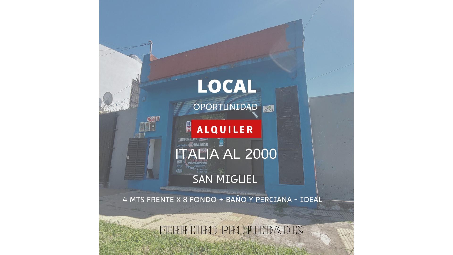 #5020605 | Alquiler | Local | San Miguel (Ferreiro Propiedades)