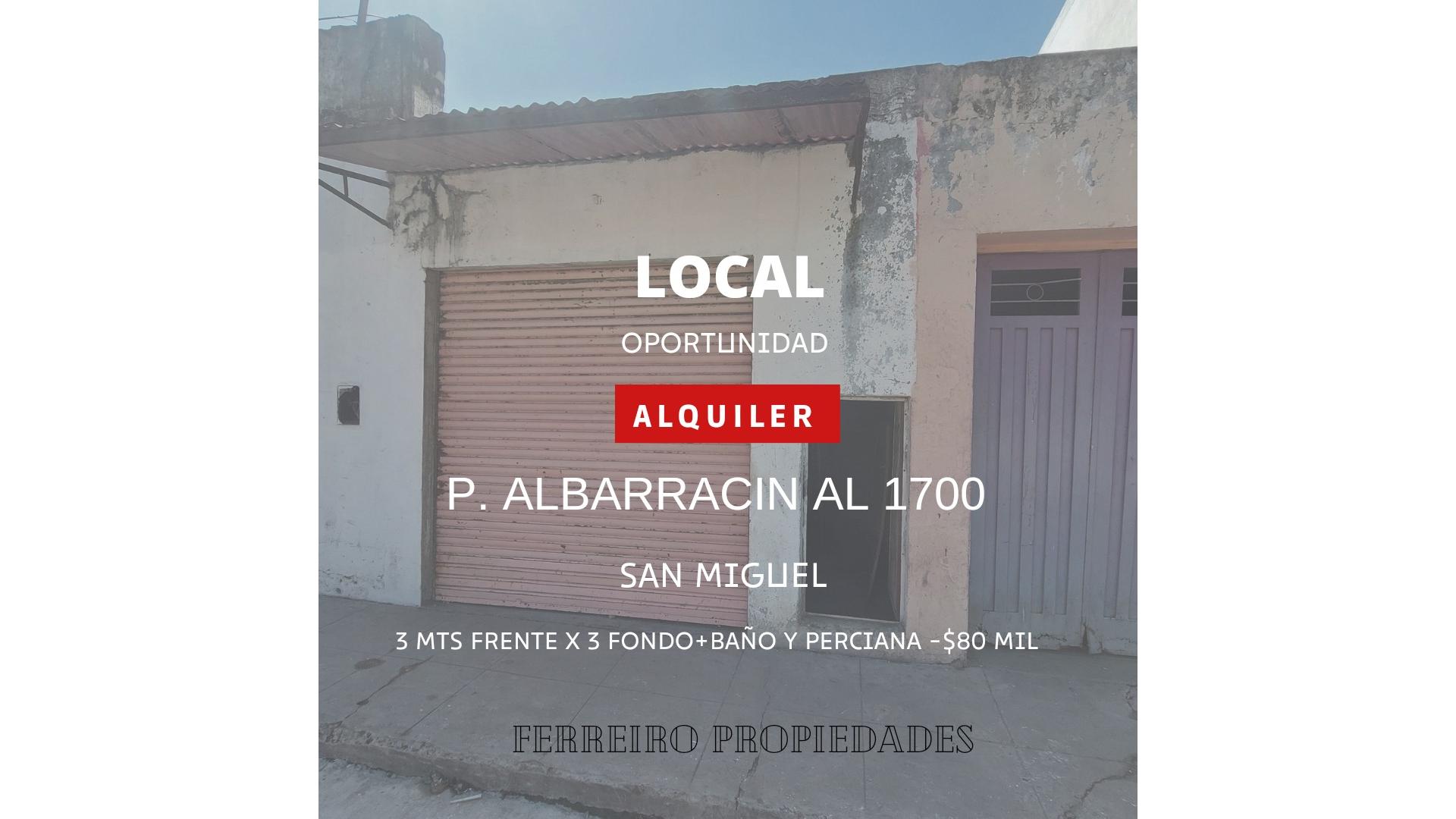 #5105071 | Alquiler | Local | San Miguel (Ferreiro Propiedades)