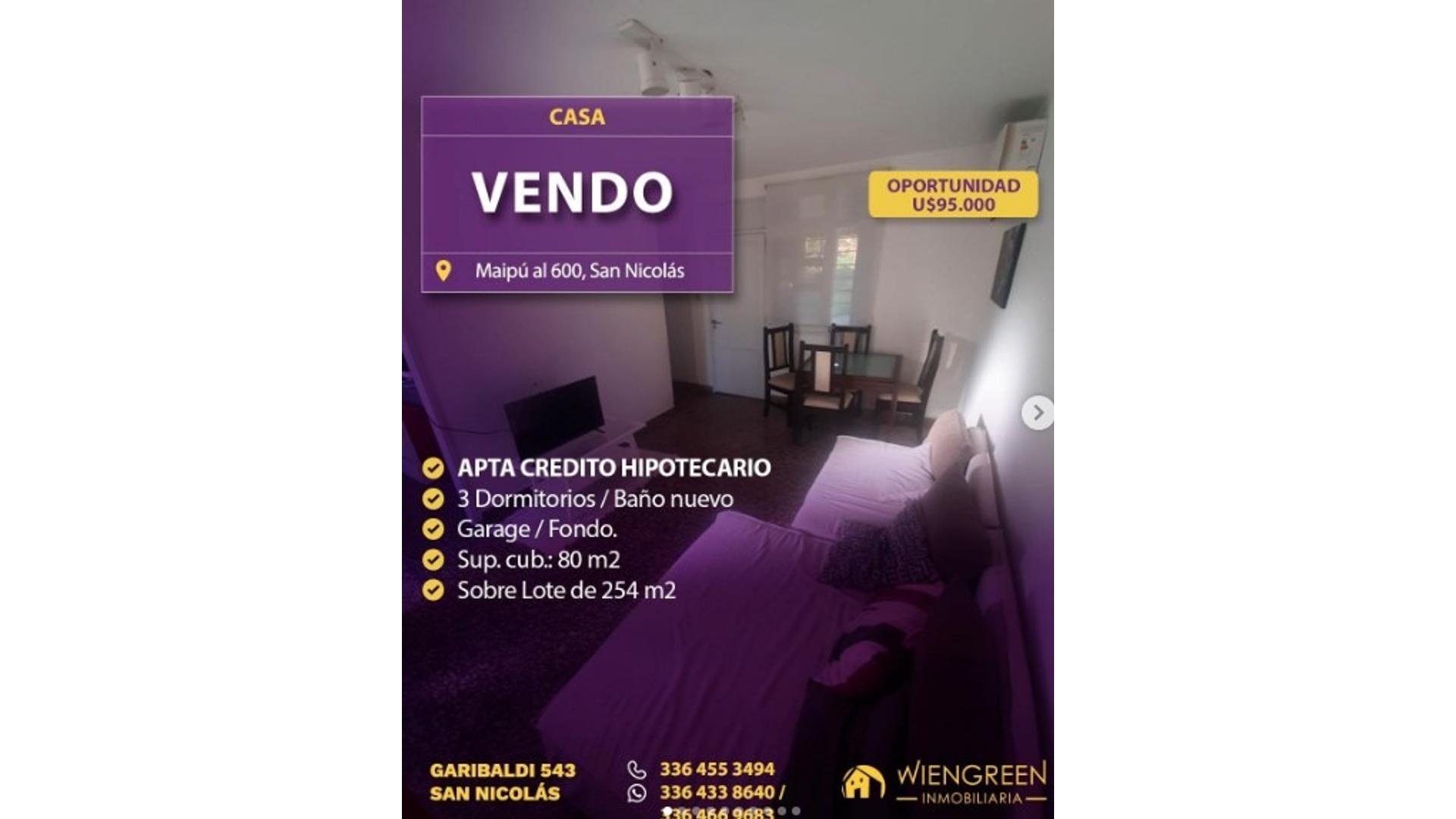 #5125469 | Venta | Casa | San Nicolas De Los Arroyos (Inmobiliaria Wiengreen)