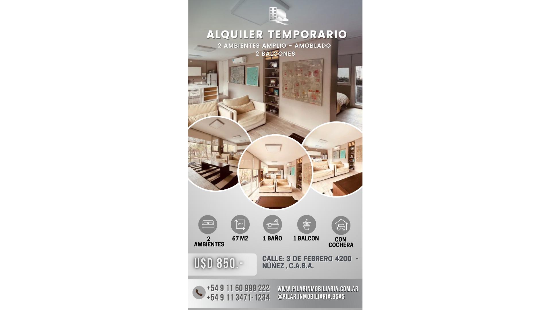 #5376968 | Alquiler Temporal | Departamento | Nuñez (Pilar Gestiones Inmobiliarias)